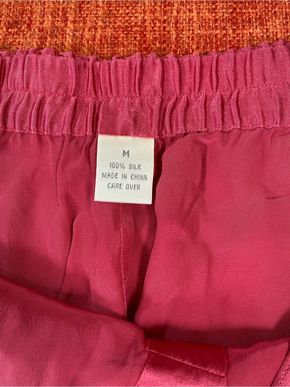 VTG Nordstroms Lingerie Rose Pink Silk Pajamas Set Top Pants Bottoms